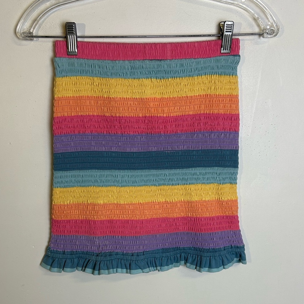 NWT Pants Store Rainbow Striped Women Skirt-Top Stretch Size S Smocked Stretch